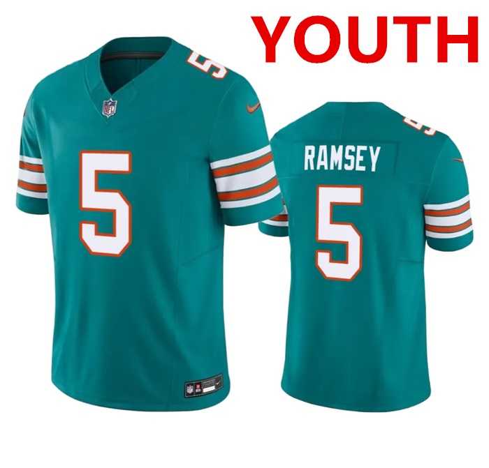 Youth Miami Dolphins #5 Jalen Ramsey Aqua 2023 F.U.S.E Vapor Limited Stitched Jersey->->Youth Jersey
